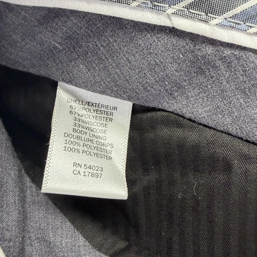 Banana Republic Pant Mens 36x32 Gray Checked Polyester Dress Straight Business